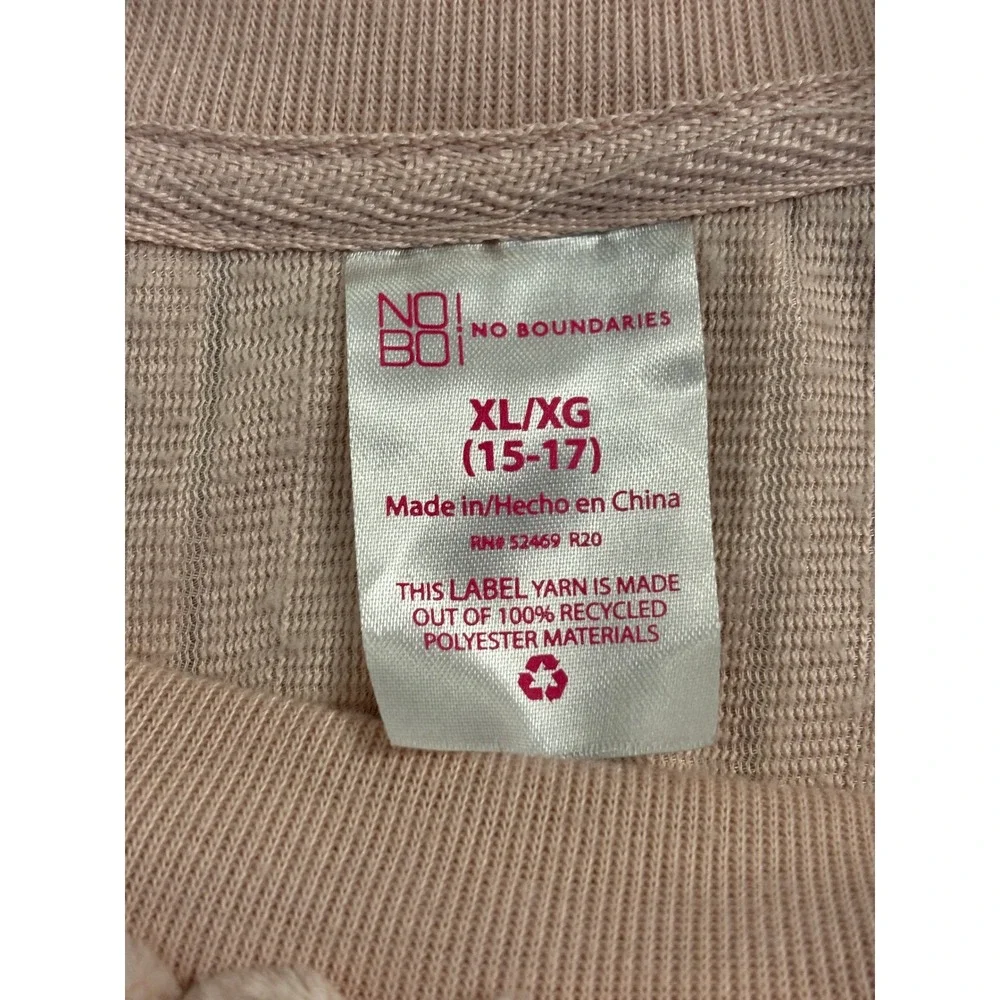 Justice Girls Pink Ribbed Faux Fur Fleece Pullover‎ Sweatshirt Size 14/16 L XL
